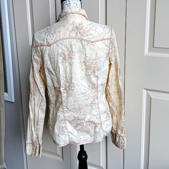 Y2K Arizona Jean Button Down Floral Western Shirt Cowgirl - L Juniors - Picture 4 of 16